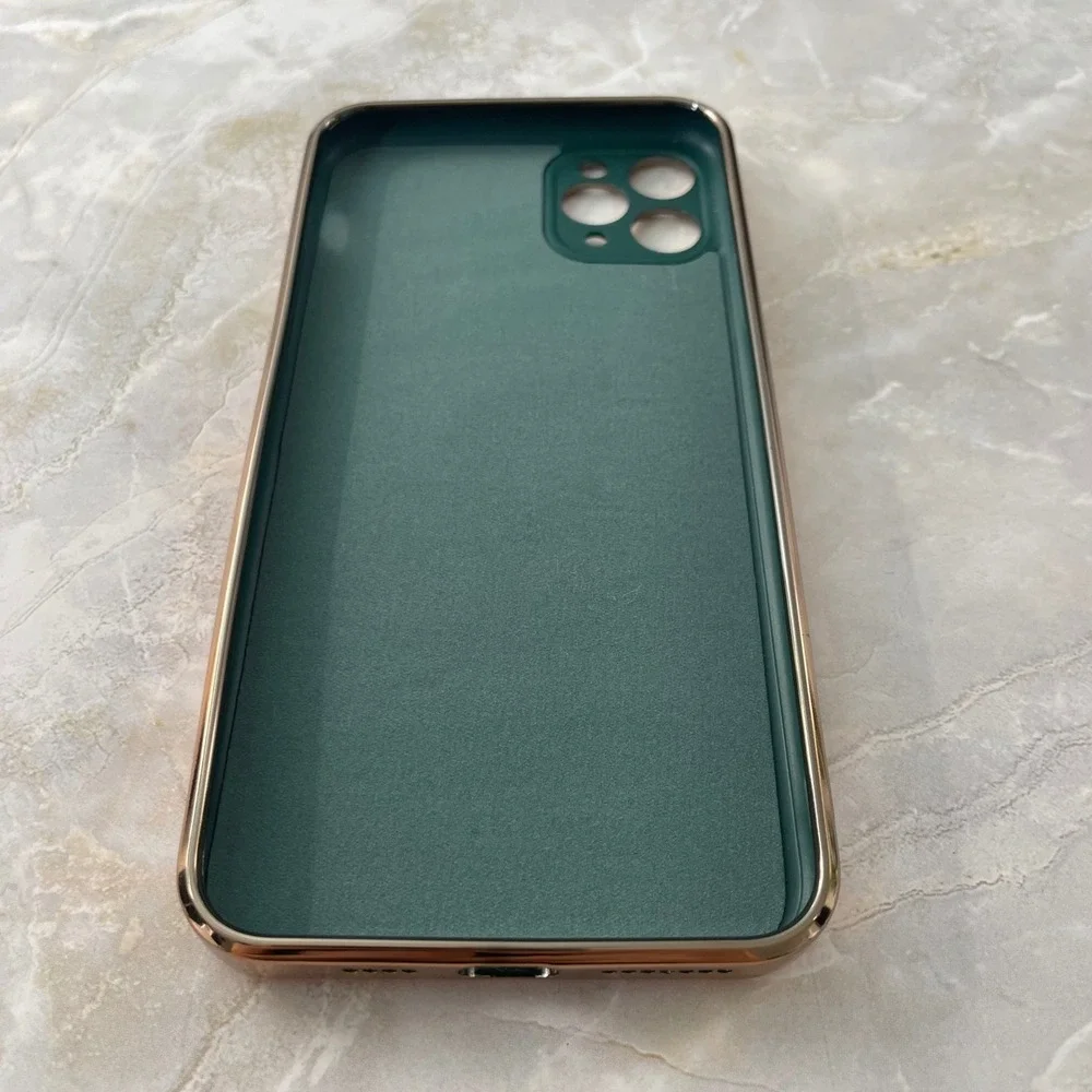 UnnFiko iPhone 12 Pro Max Case Emerald Green Gold Electroplated Kickstand Ring